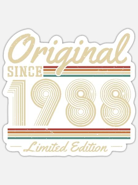 Original 1988 Jahrgang Vintage Retro Geburtstag - Sticker Größe S (10 x 10 cm) - Mattweiß