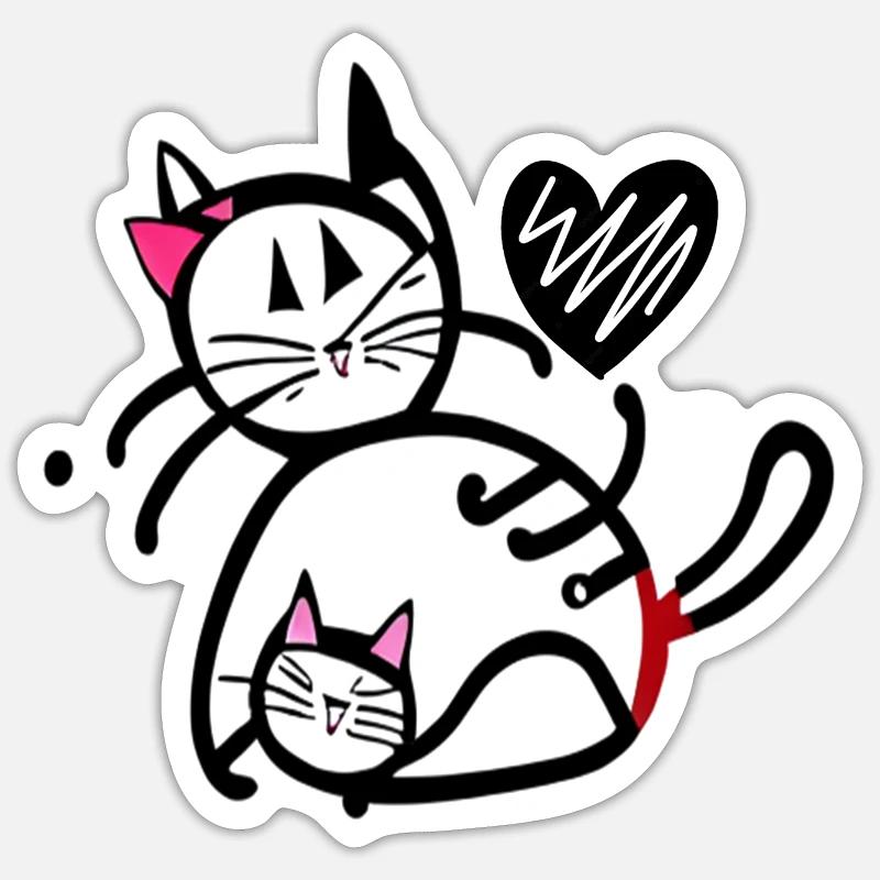 Chat - Cat - Chaton - Sticker taille S (10 x 10 cm) - blanc mat