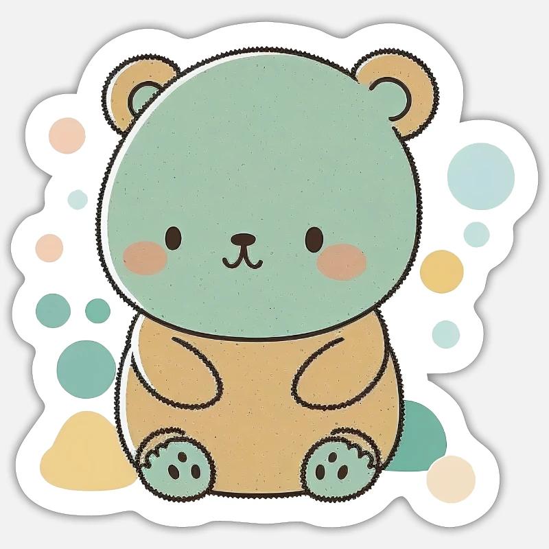 Mignon bébé ours - Sticker taille S (10 x 10 cm) - blanc mat