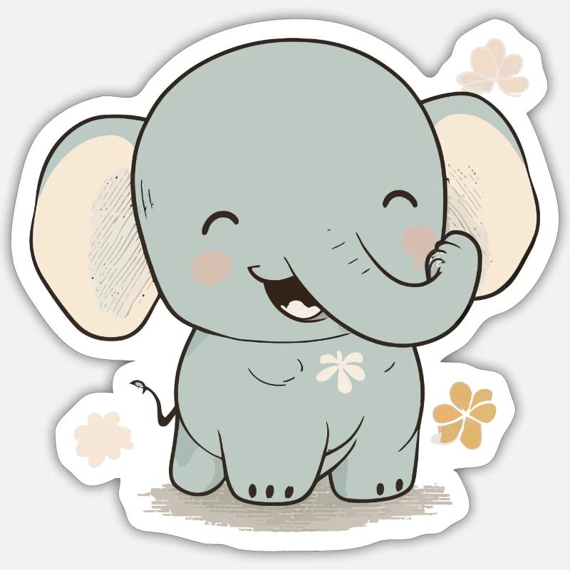 Bébé éléphant - Sticker taille S (10 x 10 cm) - blanc mat
