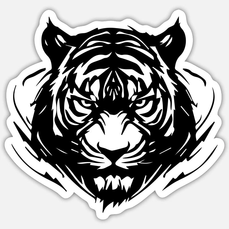 tigre - Sticker taille S (10 x 10 cm) - blanc mat