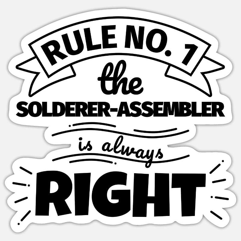SOLDER-ASSEMBLER cadeau amusant - Sticker taille S (10 x 10 cm) - blanc mat