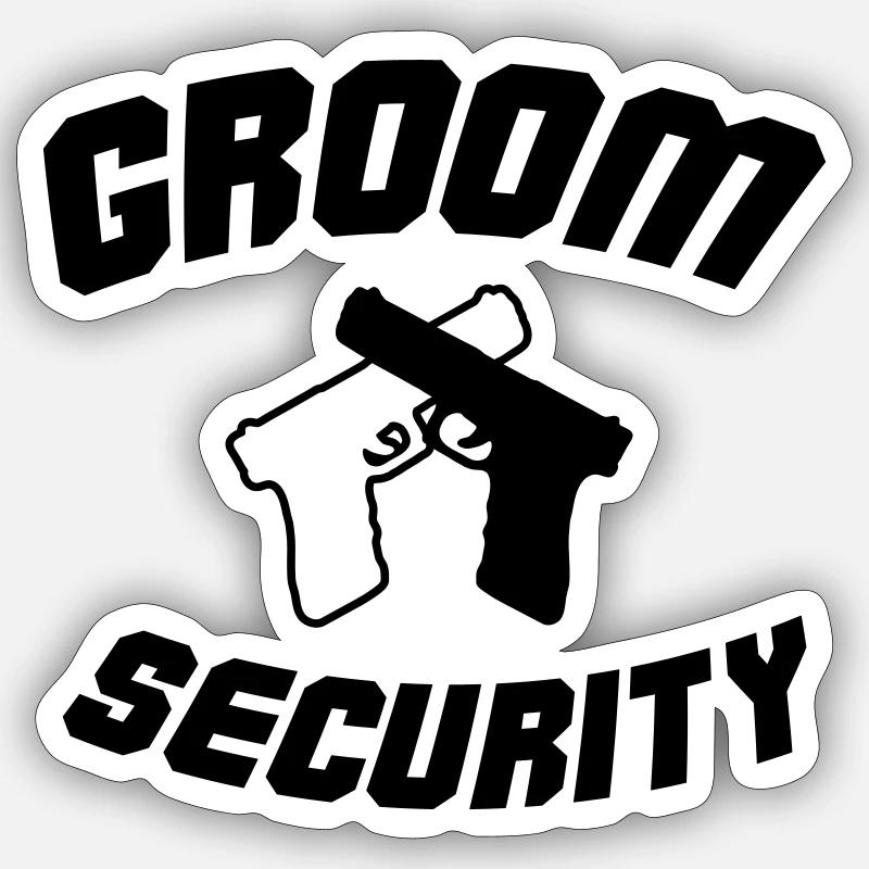 Sécurité du marié - Sticker taille S (10 x 10 cm) - blanc mat
