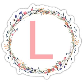 Couronne de fleurs Monogram personnalisable L - Sticker taille S (10 x 10 cm) - blanc mat - Devant