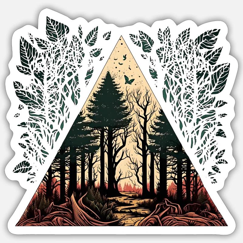 Forest at sunset - Sticker size S (10 x 10 cm) - white matte