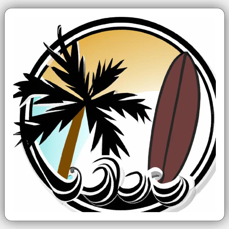 Surf and Sun - Sticker size S (10 x 10 cm) - white matte