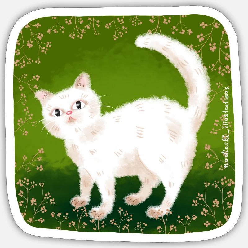cute cat - Sticker size S (10 x 10 cm) - white matte