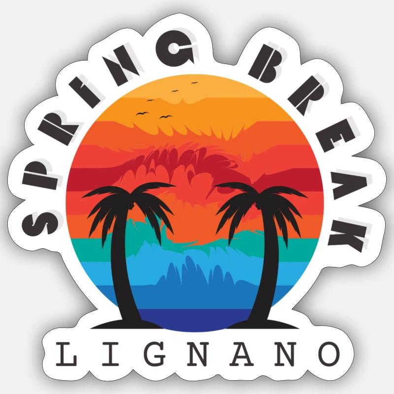 Spring Break, Lignano - Sticker Größe S (10 x 10 cm) - Mattweiß