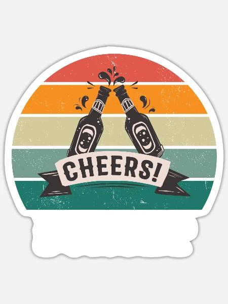 Sunset Cheers - Sticker Größe S (10 x 10 cm) - Mattweiß