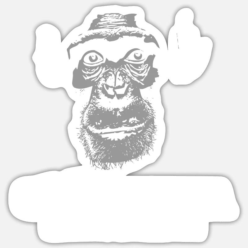 Guinée - Chimpanzé - Sticker taille S (10 x 10 cm) - blanc mat