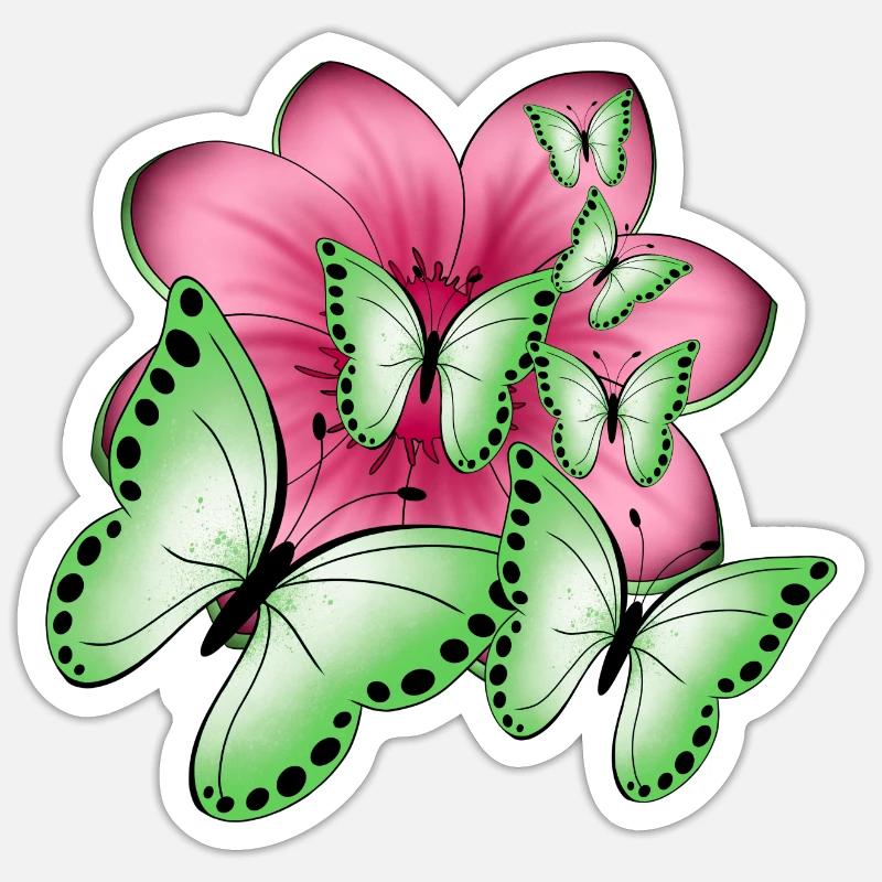 Fleur de papillons - Sticker taille S (10 x 10 cm) - blanc mat