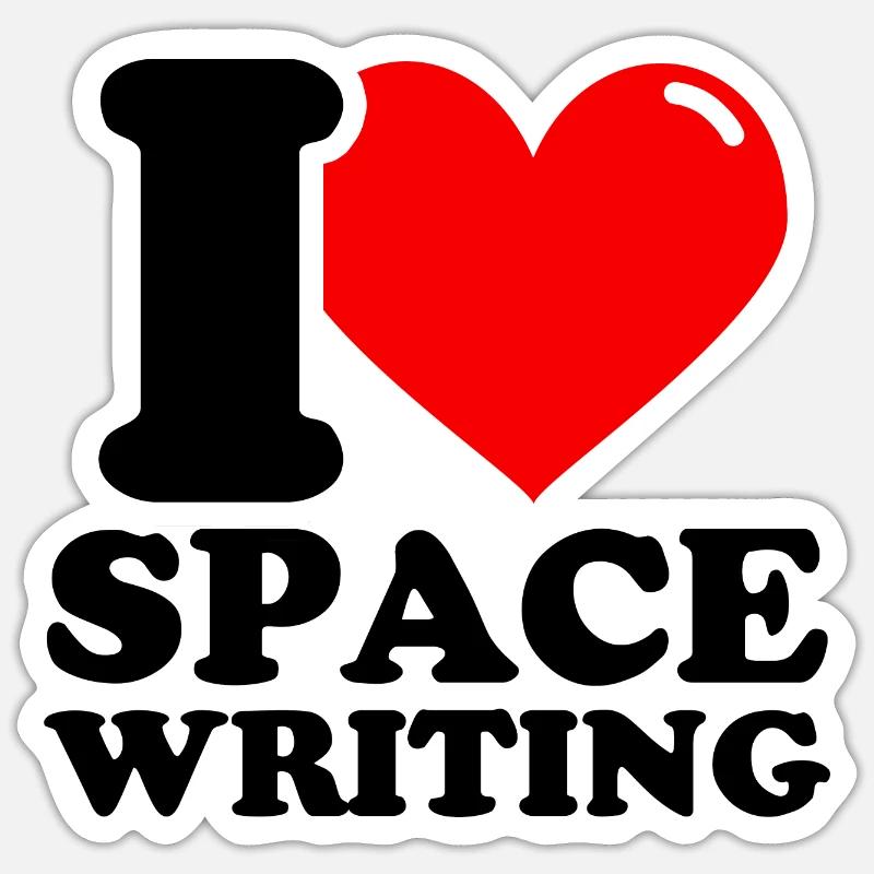 J’adore l’écriture spatiale - Sticker taille S (10 x 10 cm) - blanc mat