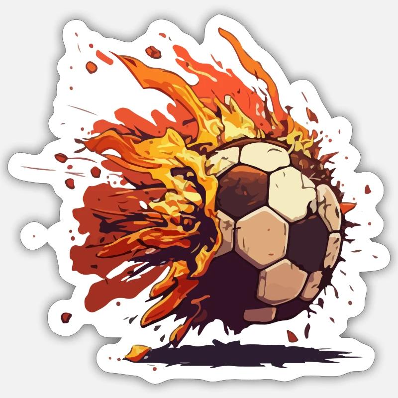 Ballon en feu - Sticker taille S (10 x 10 cm) - blanc mat