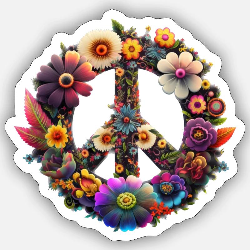 PeaceZeichen02 - Sticker Größe S (10 x 10 cm) - Mattweiß