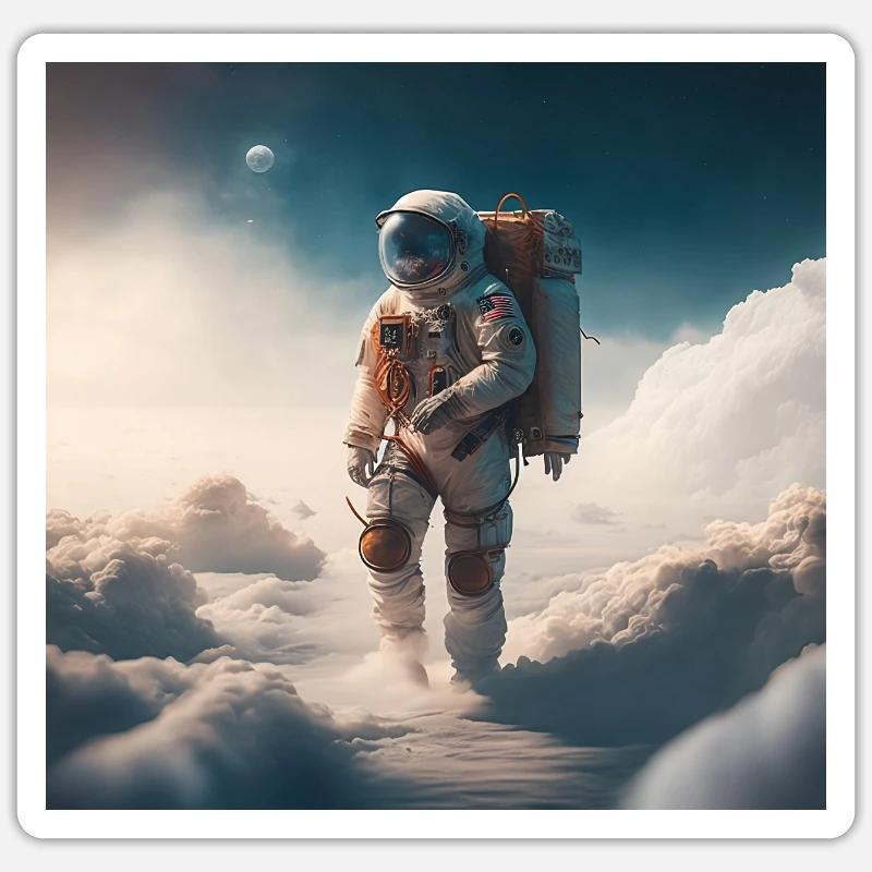An astronaut walking on clouds Sticker size S (10 x 10 cm)