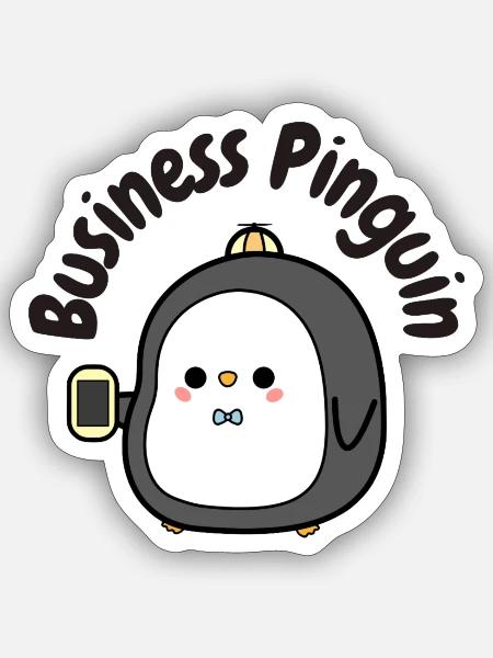 Business Pinguin - Sticker Größe S (10 x 10 cm) - Mattweiß