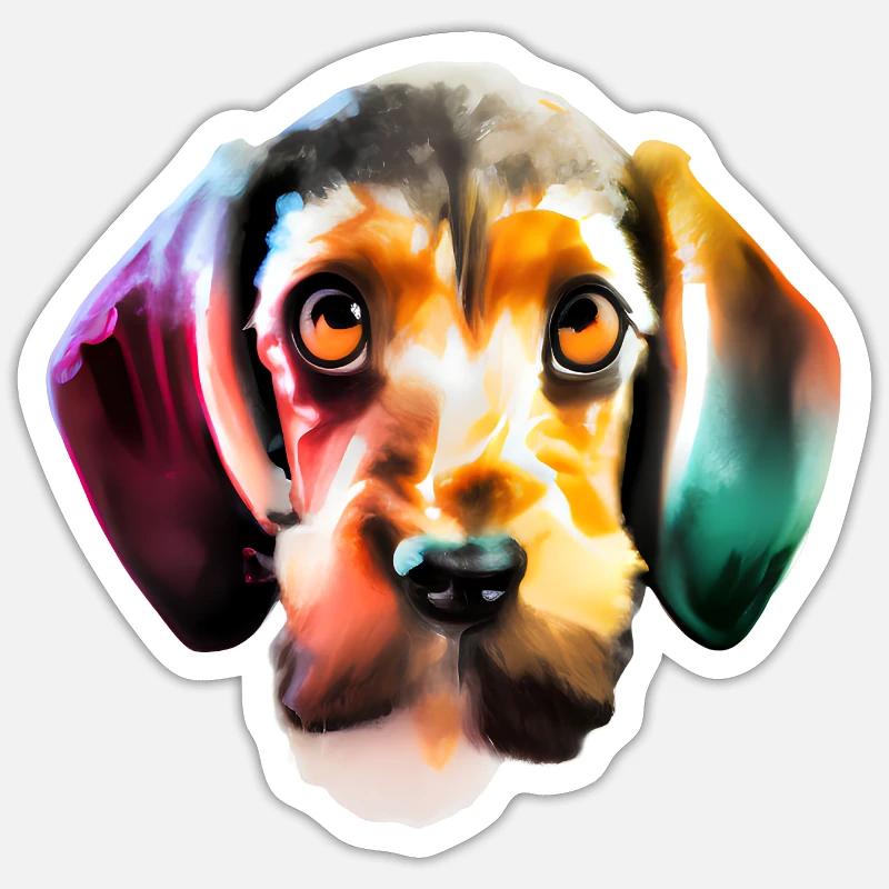 Bunter Dackel - Sticker Größe S (10 x 10 cm) - Mattweiß