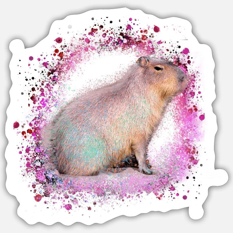 Capybara,Pig,Graffiti,Capybara,Pink - Sticker size S (10 x 10 cm) - white matte