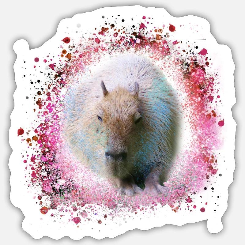 Capybara,Pig,Graffiti,Capybara,Pink - Sticker size S (10 x 10 cm) - white matte