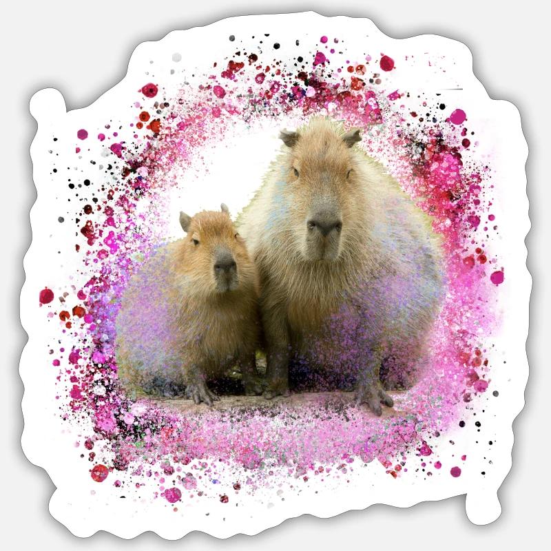 Capybara,Pig,Graffiti,Capybara,Mother - Sticker size S (10 x 10 cm) - white matte