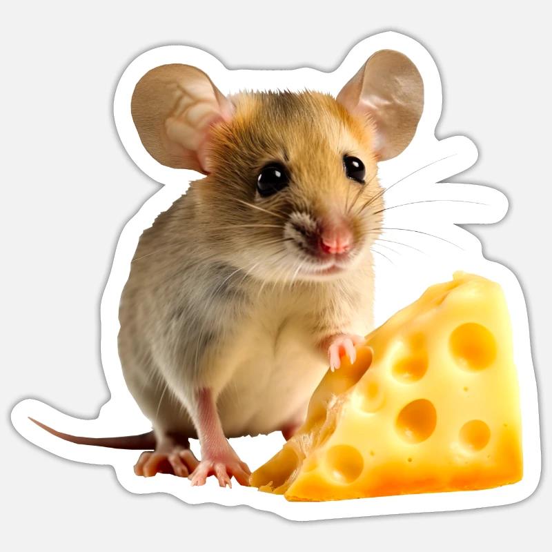 Mouse with cheese Sticker size S (10 x 10 cm)