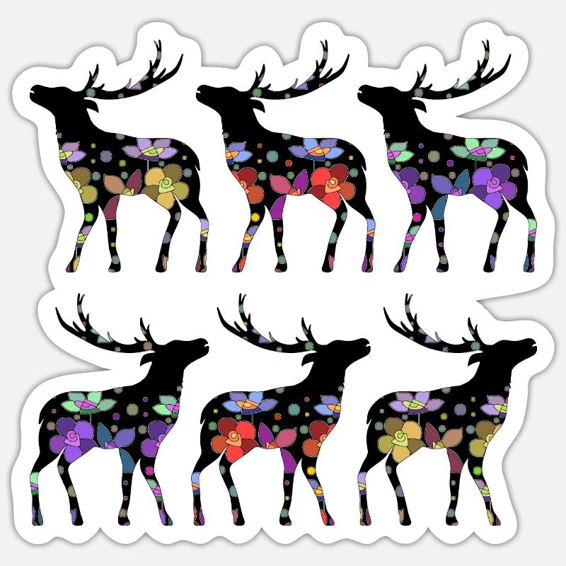 Cerf - Sticker taille S (10 x 10 cm) - blanc mat