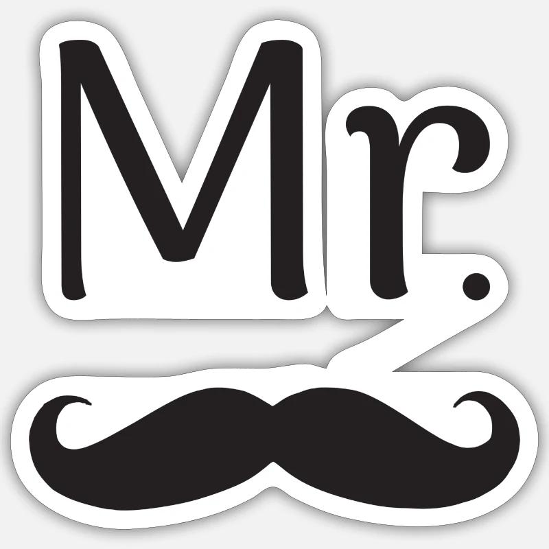 M. MISTER MAN BEARD - Sticker taille S (10 x 10 cm) - blanc mat