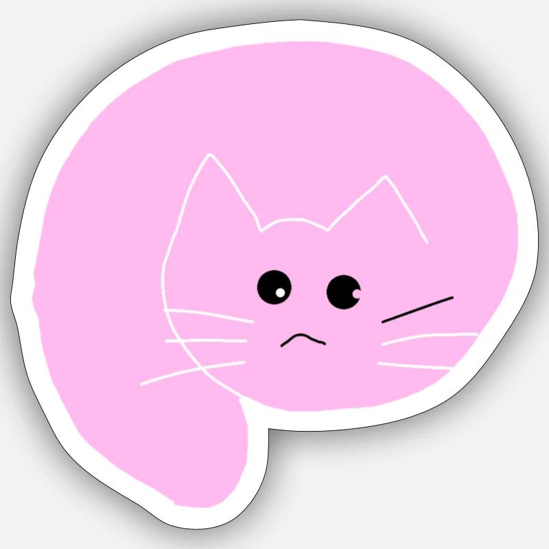 Cat pink 1 - Sticker size S (10 x 10 cm) - white matte