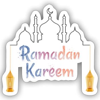 Ramadan Kareem Aquarelle Arc en Ciel - Sticker taille S (10 x 10 cm) - blanc mat - Devant