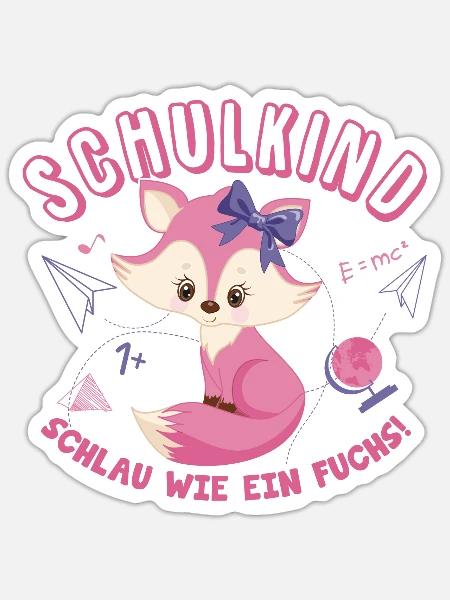 Schulkind Fuchs Erster Schultag Einschulung Kind - Sticker Größe S (10 x 10 cm) - Mattweiß