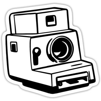 Appareil photo, Appareil photo vintage, , Ancien appareil photo, Ancien - Sticker taille S (10 x 10 cm) - blanc mat - Devant
