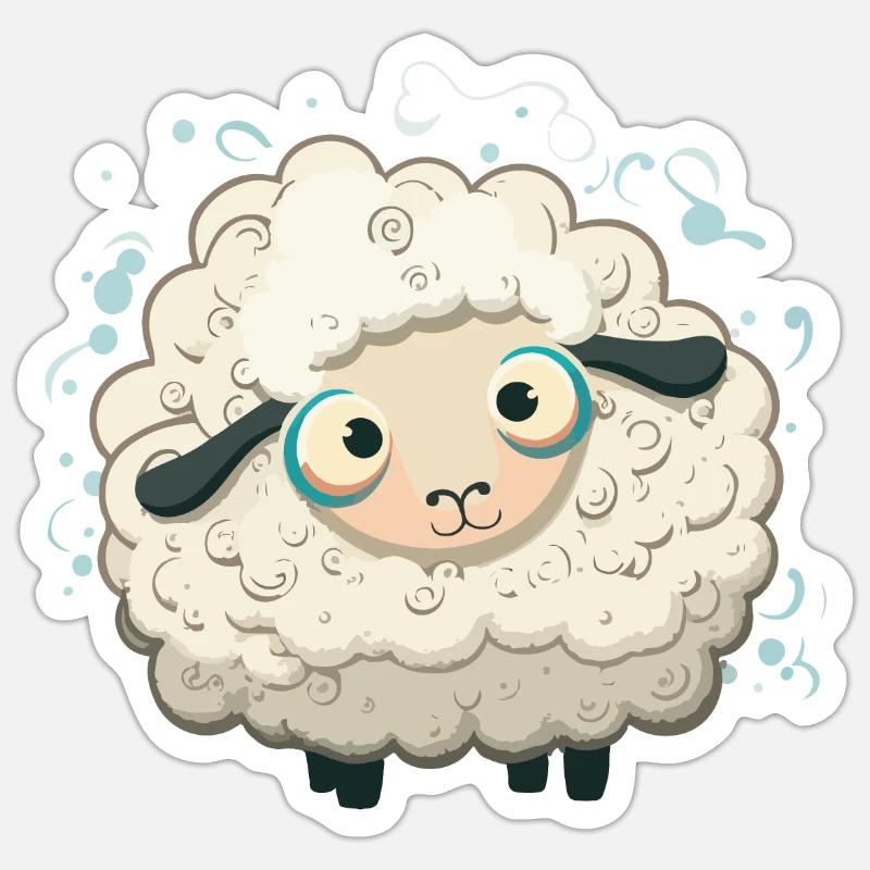small sheep - Sticker size S (10 x 10 cm) - white matte