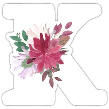 Buchstabe k blumig - Sticker Größe S (10 x 10 cm) - Mattweiß - Vorne