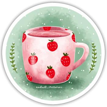 Lait de fraise - Sticker taille S (10 x 10 cm) - blanc mat - Devant