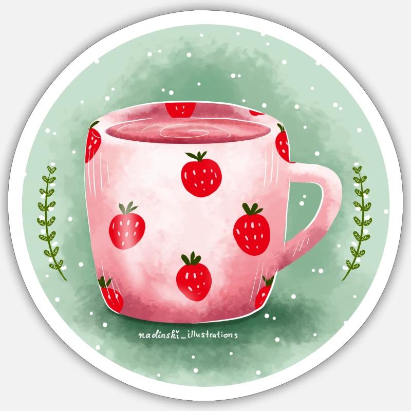 Lait de fraise - Sticker taille S (10 x 10 cm) - blanc mat