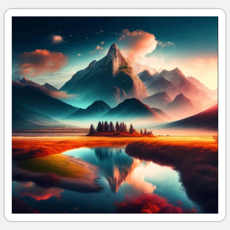 Paysage - Sticker taille S (10 x 10 cm) - blanc mat