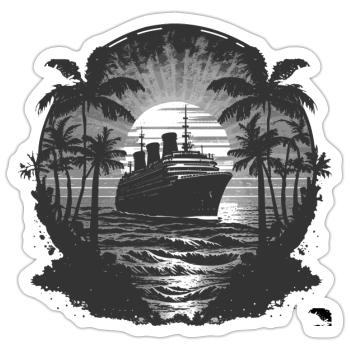 Cruise Ship Retro Vintage - Sticker size S (10 x 10 cm) - white matte - Front