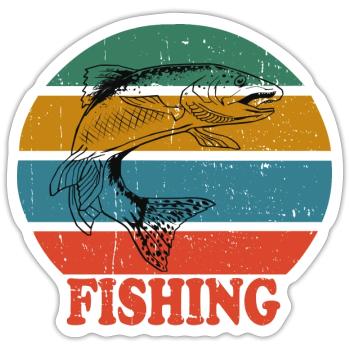 Retro Fishing 2 - Sticker size S (10 x 10 cm) - white matte - Front