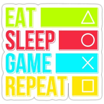 Eat Sleep Game Repeat - Sticker size S (10 x 10 cm) - white matte - Front