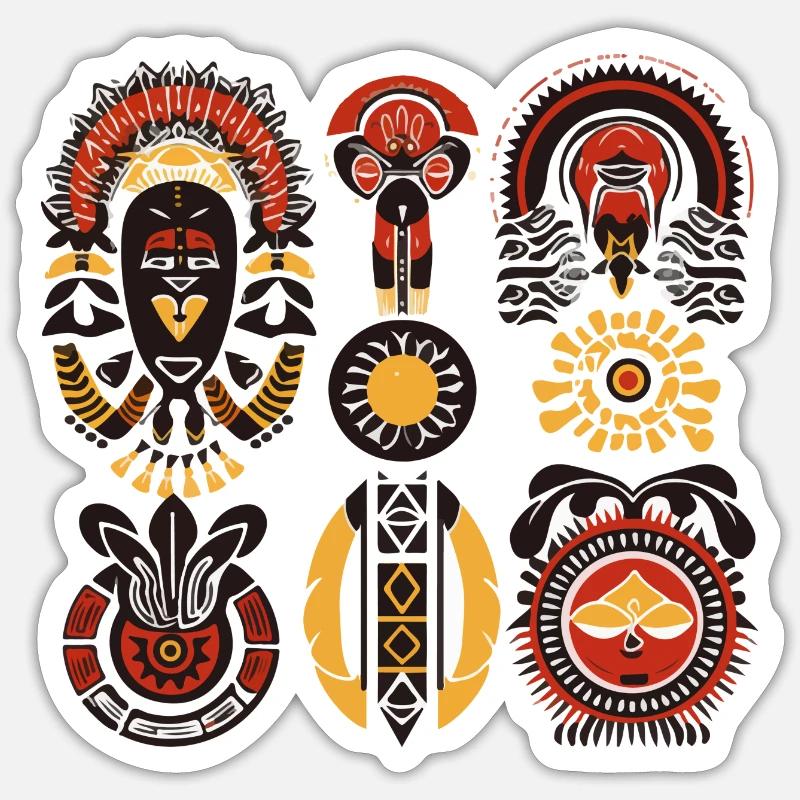 Afrikanische Folklore - Sticker Größe S (10 x 10 cm) - Mattweiß