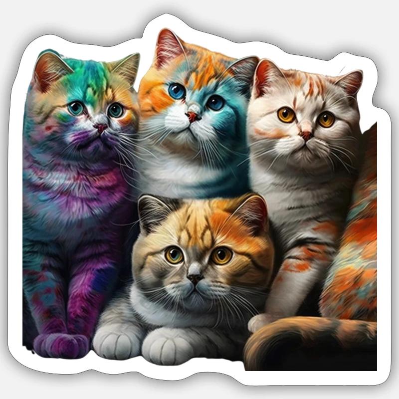 Funny Cats Scottish Cat - Sticker size S (10 x 10 cm) - white matte
