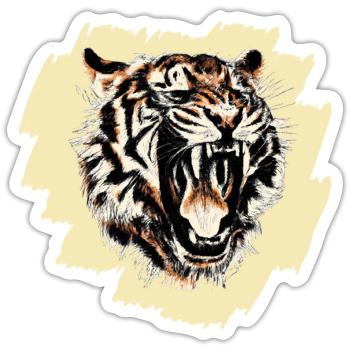 Cool tiger motif on background - Sticker size S (10 x 10 cm) - white matte - Front