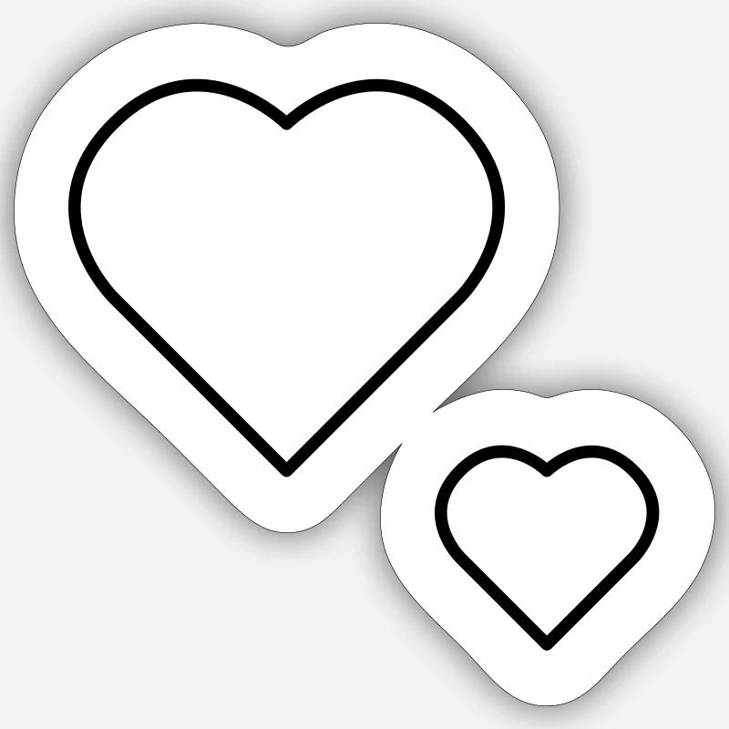 Deux cœurs - Sticker taille S (10 x 10 cm) - blanc mat