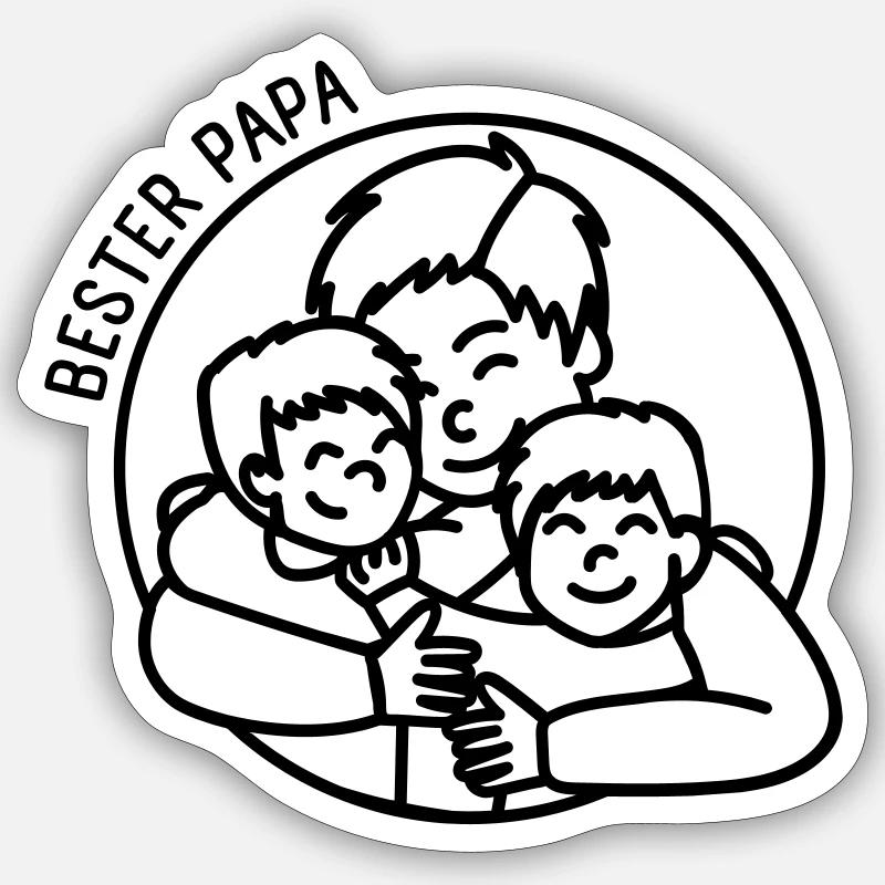 Bester Papa - Söhne - Sticker Größe S (10 x 10 cm) - Mattweiß