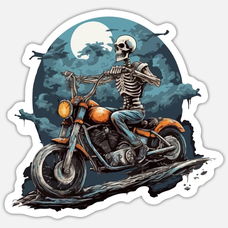 Biker de la mort - Sticker taille S (10 x 10 cm) - blanc mat