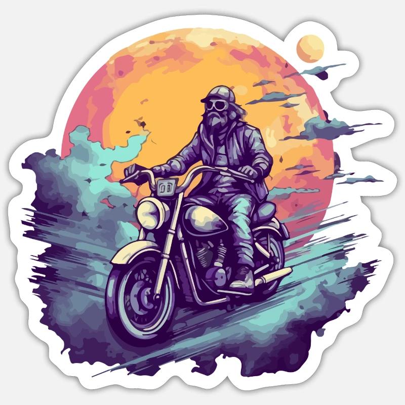 Rocker Biker Chopper - Sticker Größe S (10 x 10 cm) - Mattweiß