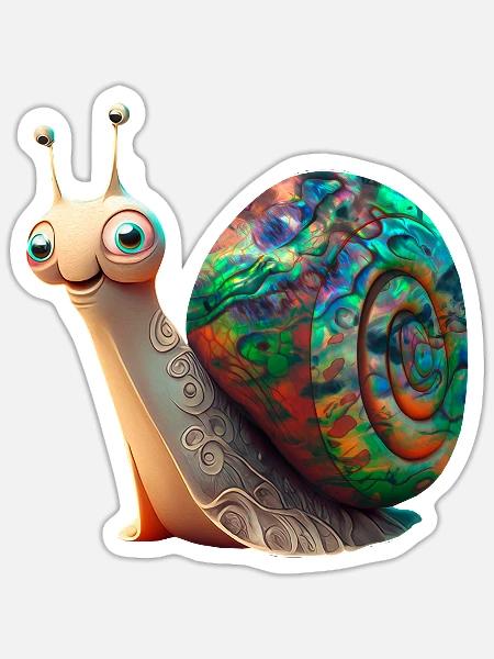 Opal Snail - Opal Schnecke Schneckenhaus - Sticker Größe S (10 x 10 cm) - Mattweiß