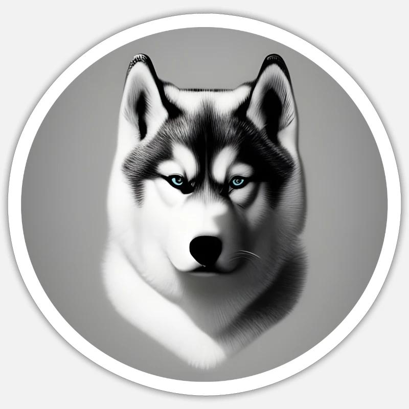 Husky Circle - Sticker size S (10 x 10 cm) - white matte