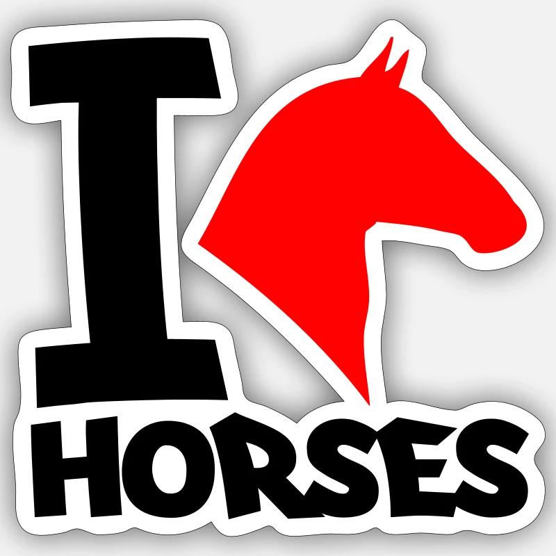 J’aime les chevaux 2 2 - Sticker taille S (10 x 10 cm) - blanc mat