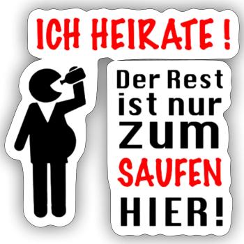 Junggesellen Abschied - Sticker Größe S (10 x 10 cm) - Mattweiß - Vorne